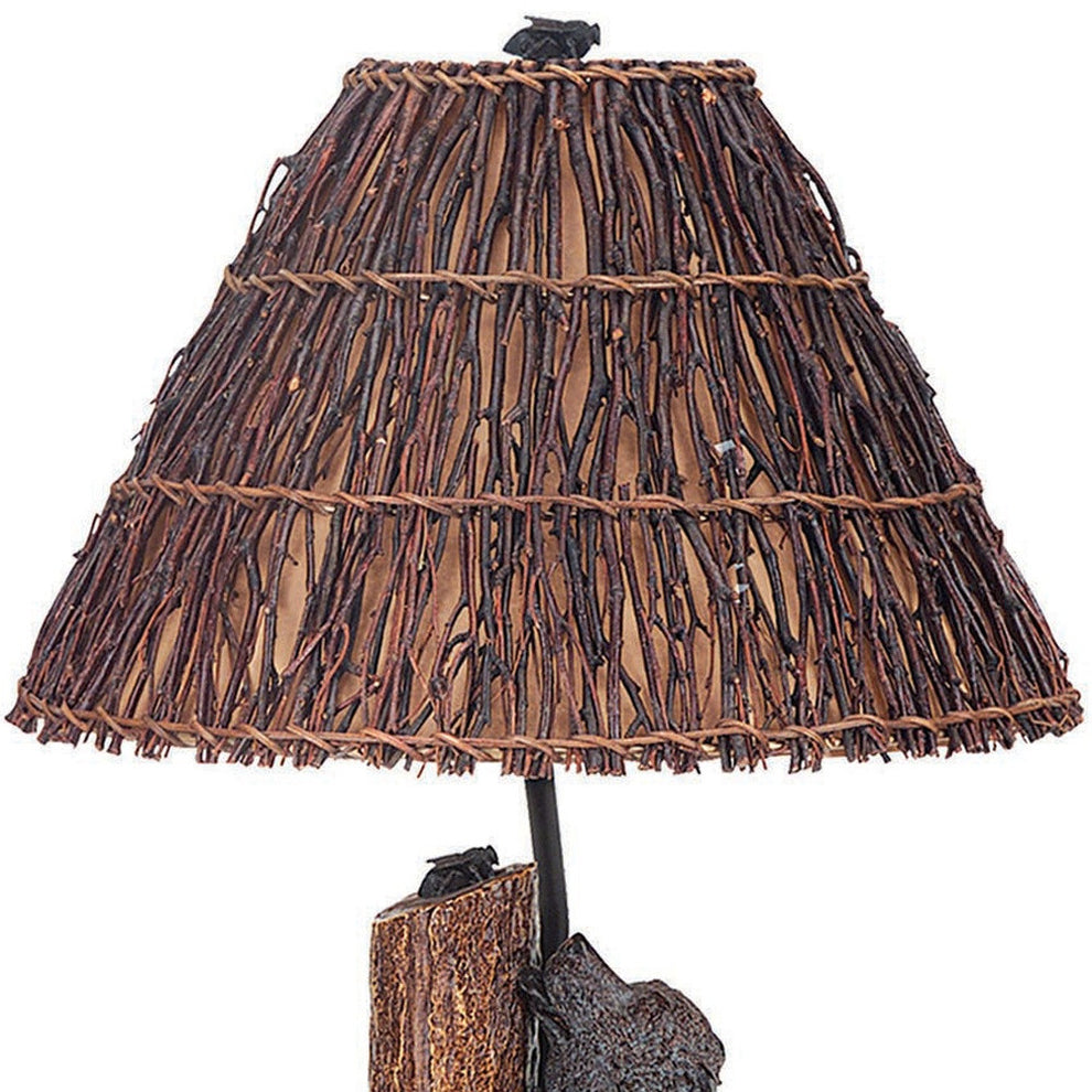 Gray Novelty Table Lamp With Brown Empire Shade By Homeroots | Table Lamps | Modishstore - 2