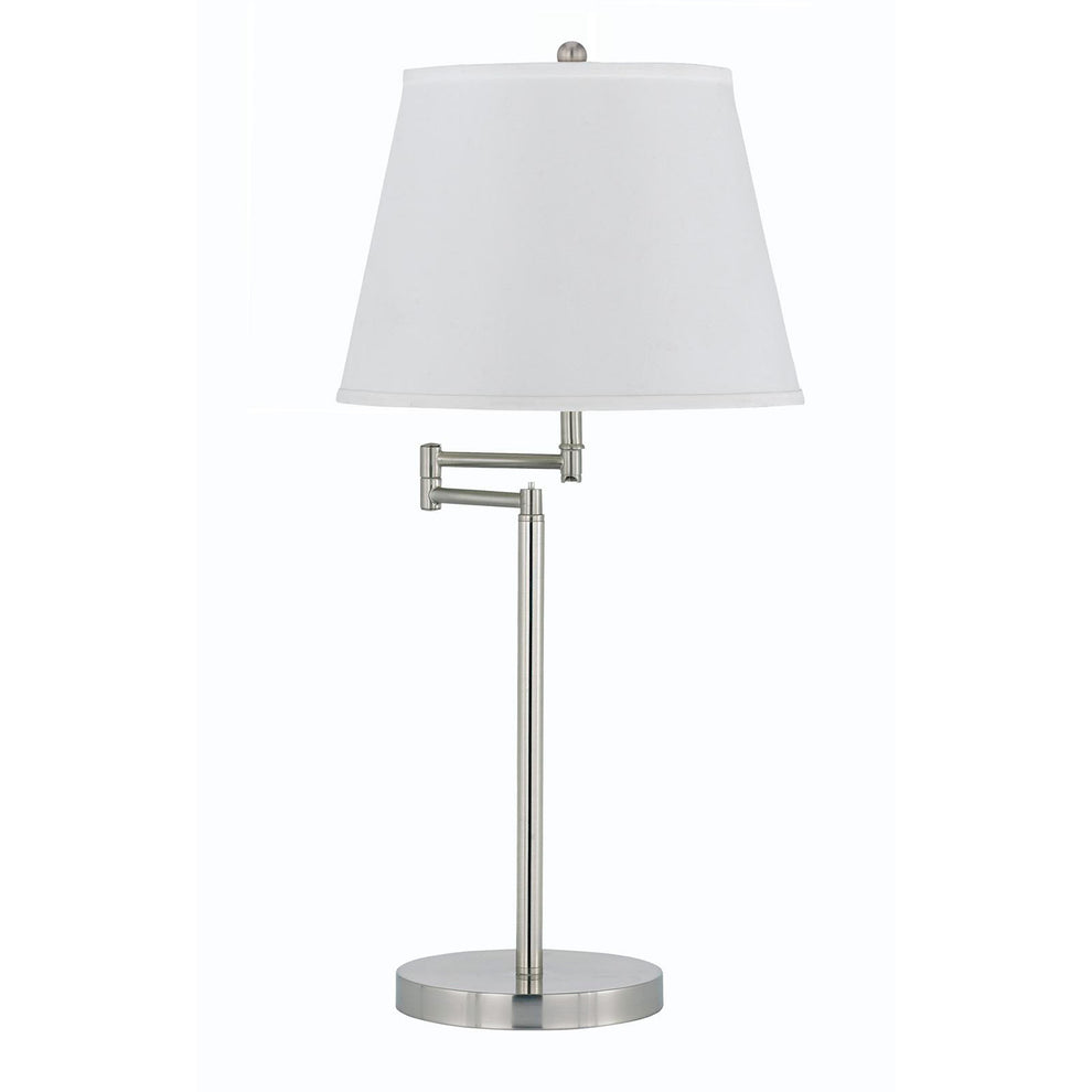 Nickel Metal Table Lamp With Off White Empire Shade By Homeroots | Table Lamps | Modishstore - 4