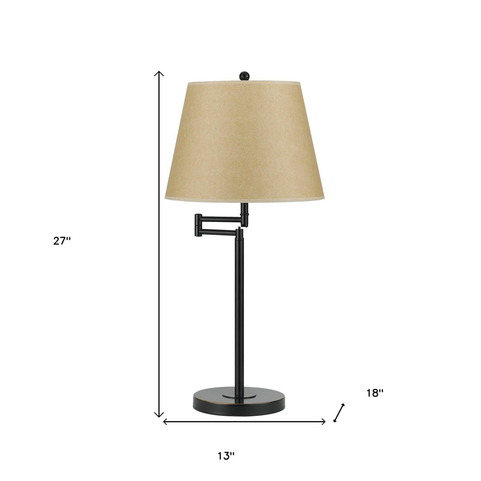 Bronze Metal Table Lamp With Tan Empire Shade By Homeroots | Table Lamps | Modishstore - 3