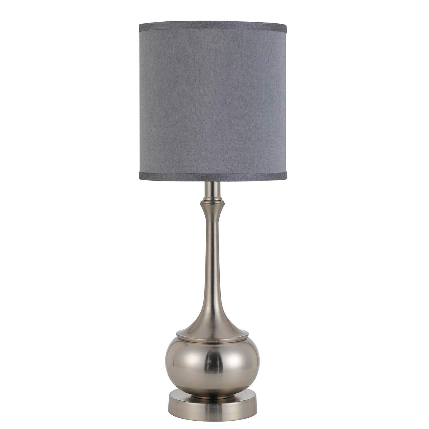 Nickel Metal Round Table Lamp With Gray Cone Shade By Homeroots | Table Lamps | Modishstore - 4