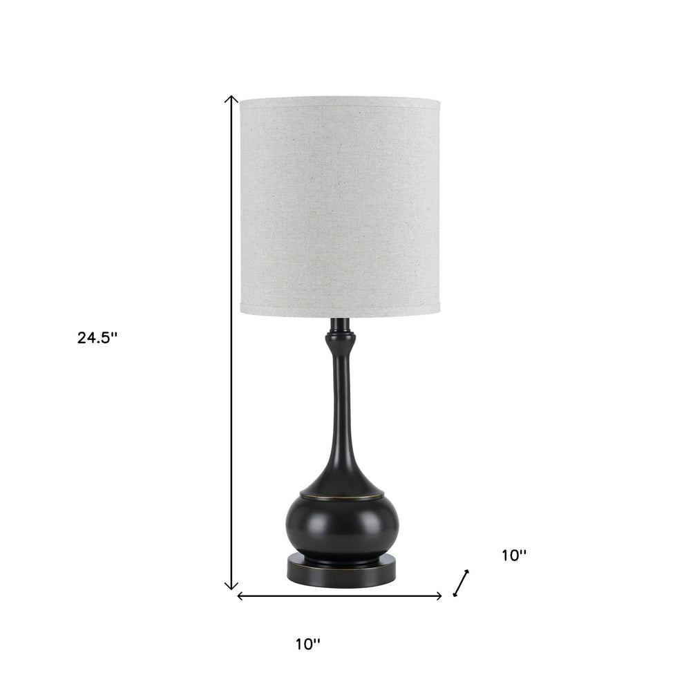 Bronze Metal Table Lamp With Beige Drum Shade By Homeroots | Table Lamps | Modishstore - 3
