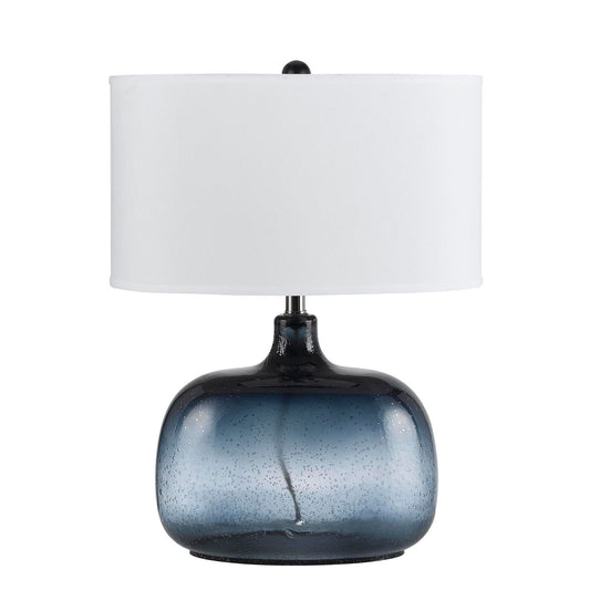 Dark Blue Glass Table Lamp With White Novelty Shade By Homeroots | Table Lamps | Modishstore - 1