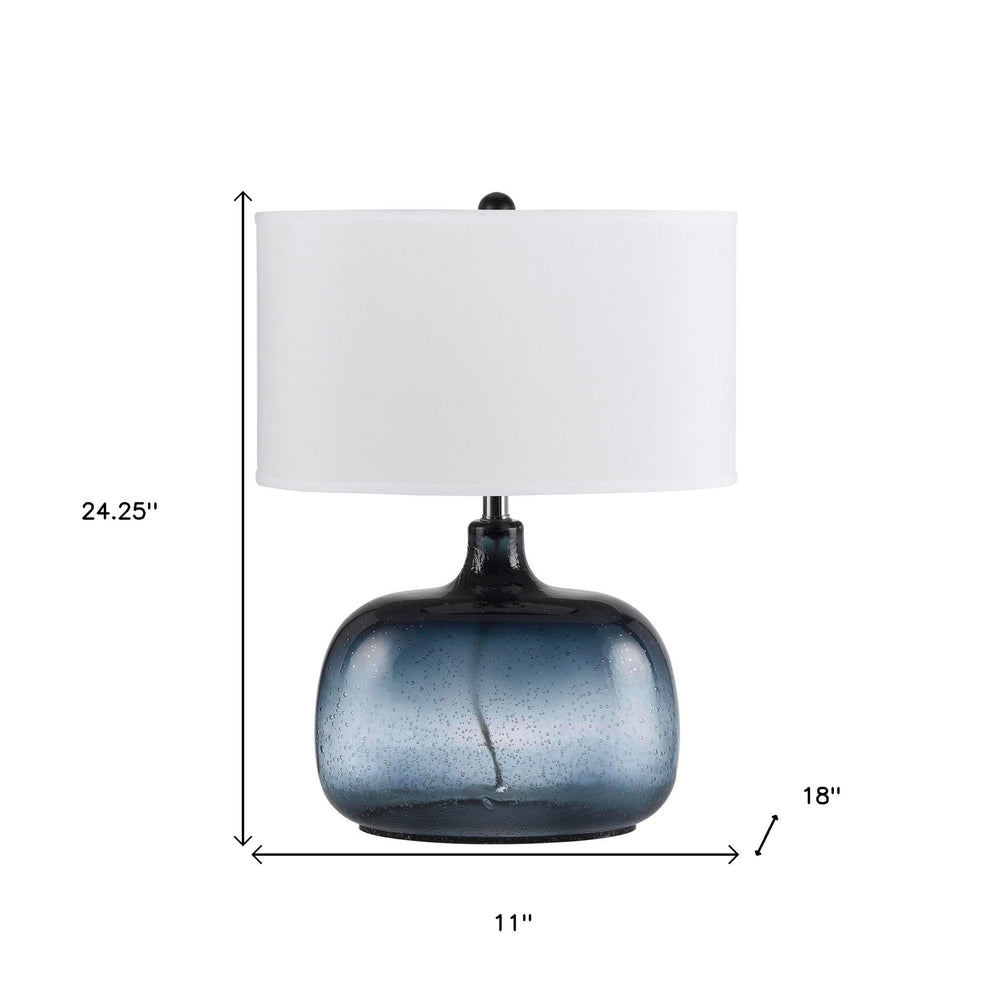 Dark Blue Glass Table Lamp With White Novelty Shade By Homeroots | Table Lamps | Modishstore - 4