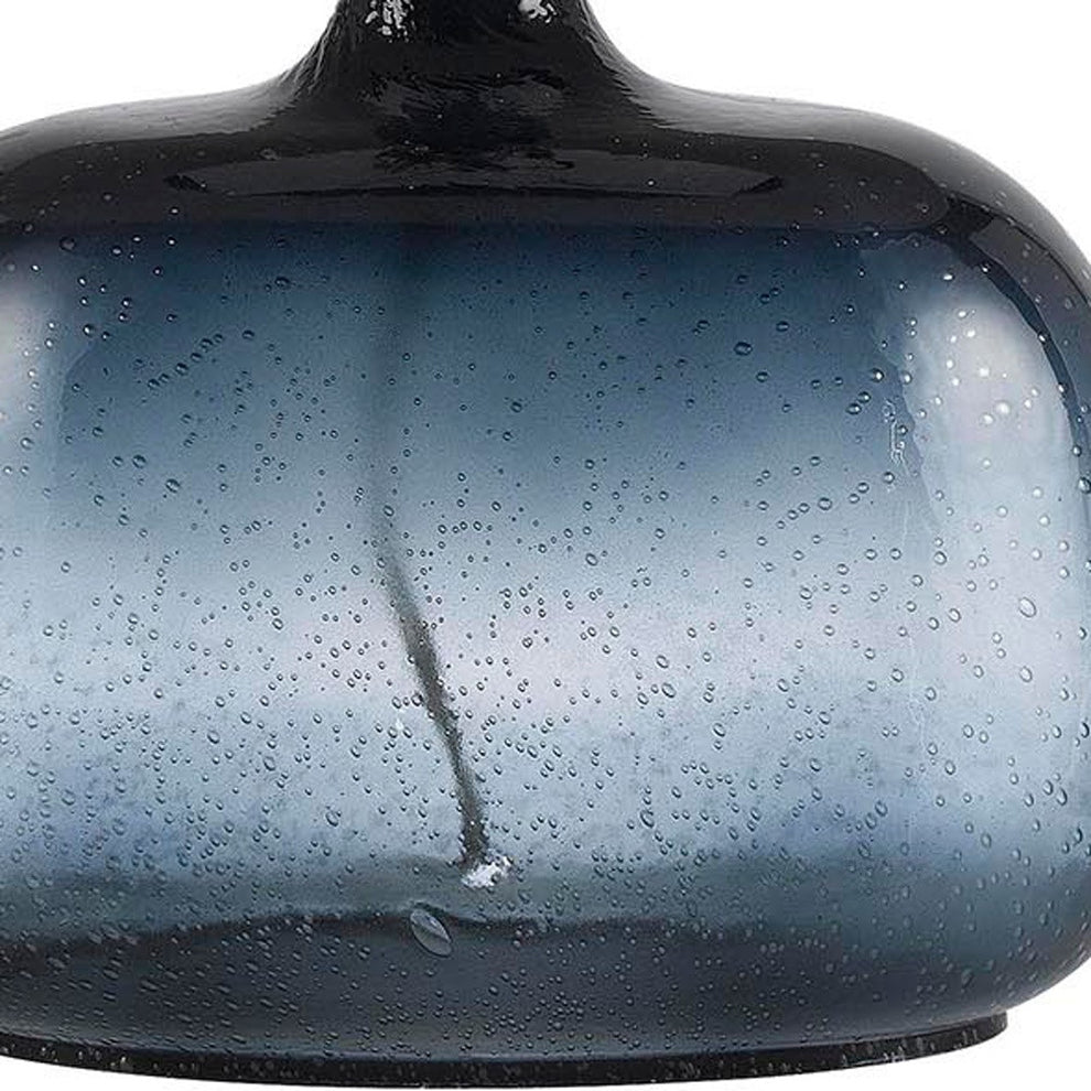 Dark Blue Glass Table Lamp With White Novelty Shade By Homeroots | Table Lamps | Modishstore - 2
