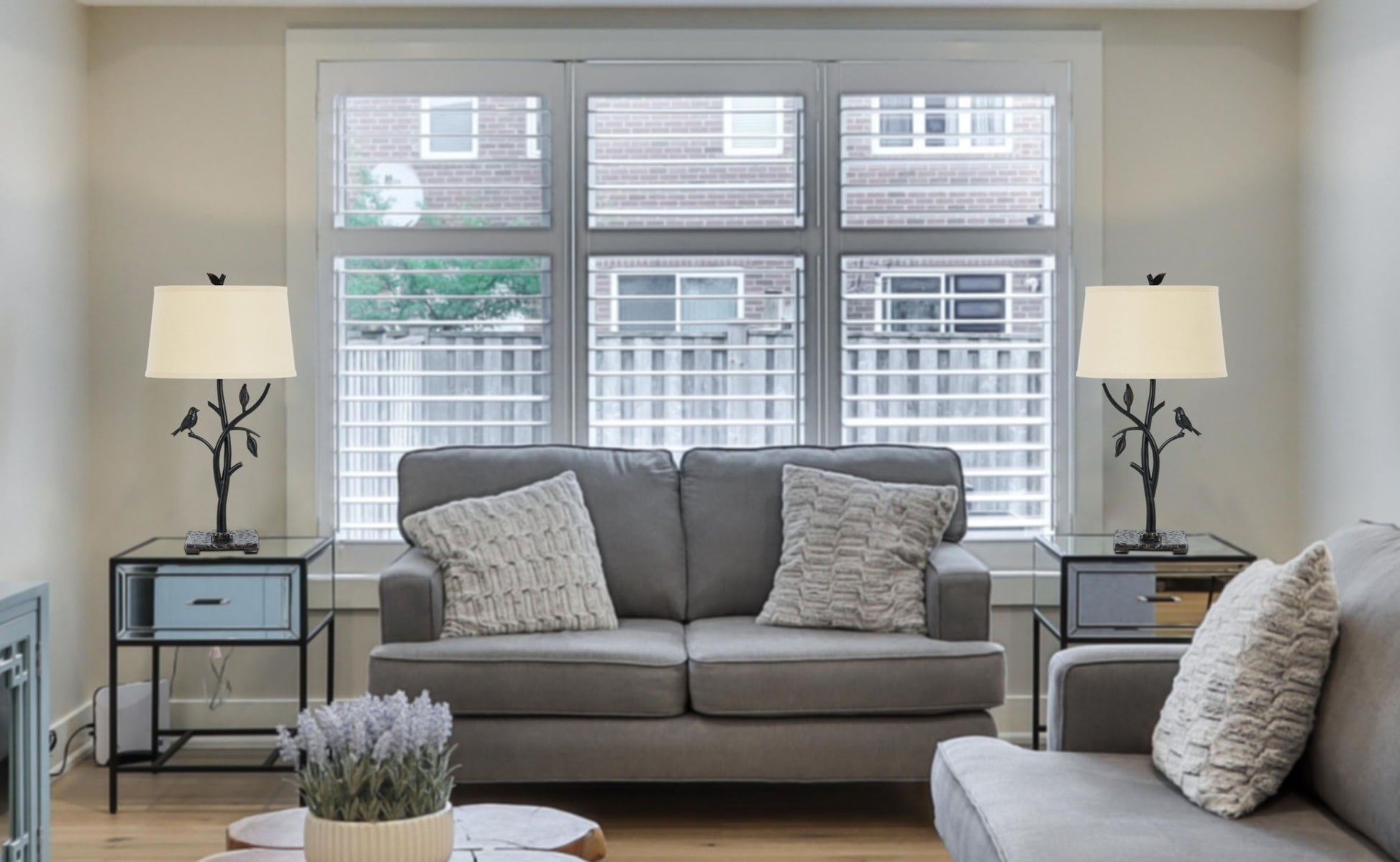 Tan Metal Table Lamp With Tan Empire Shade By Homeroots | Table Lamps | Modishstore - 2