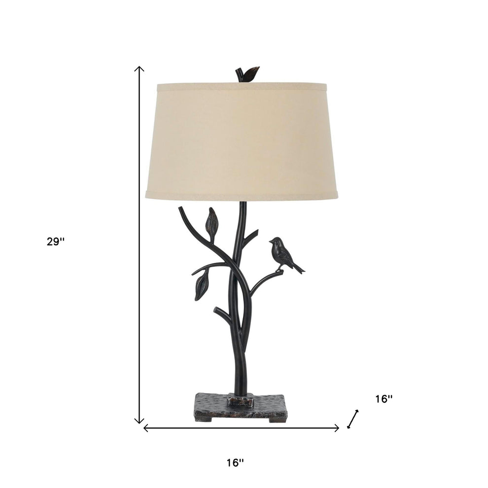 Tan Metal Table Lamp With Tan Empire Shade By Homeroots | Table Lamps | Modishstore - 3