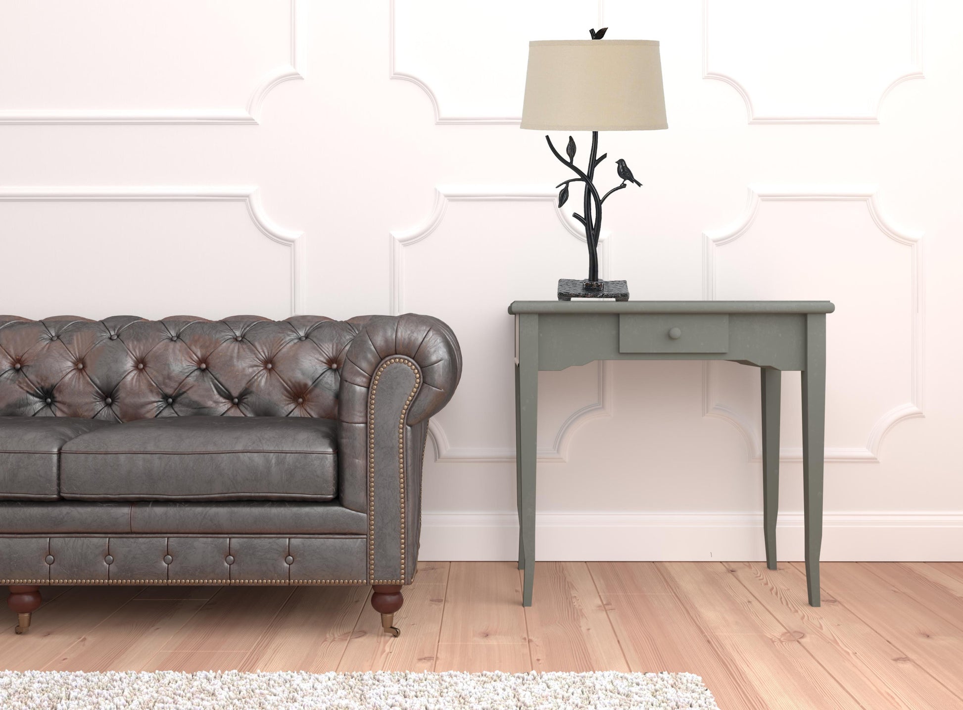 Tan Metal Table Lamp With Tan Empire Shade By Homeroots | Table Lamps | Modishstore - 4