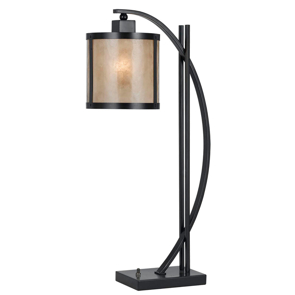 Black Metal Lantern Table Lamp With White Drum Shade By Homeroots | Table Lamps | Modishstore - 4