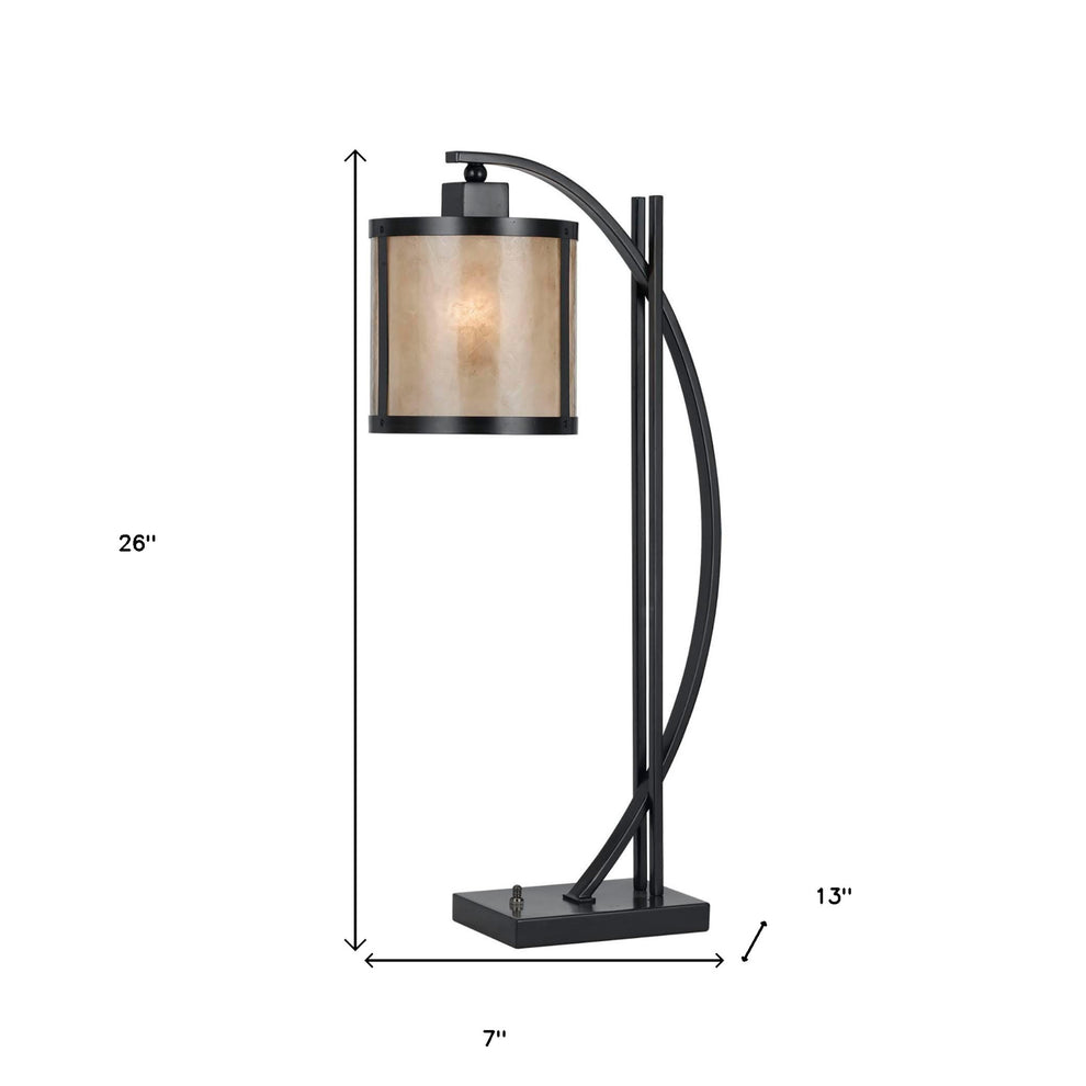 Black Metal Lantern Table Lamp With White Drum Shade By Homeroots | Table Lamps | Modishstore - 3