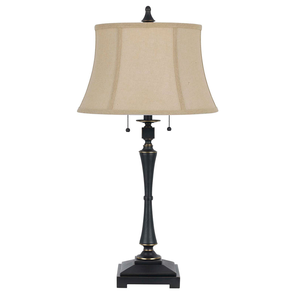 Black Metal Two Light Candlestick Table Lamp With Beige Empire Shade By Homeroots | Table Lamps | Modishstore - 4