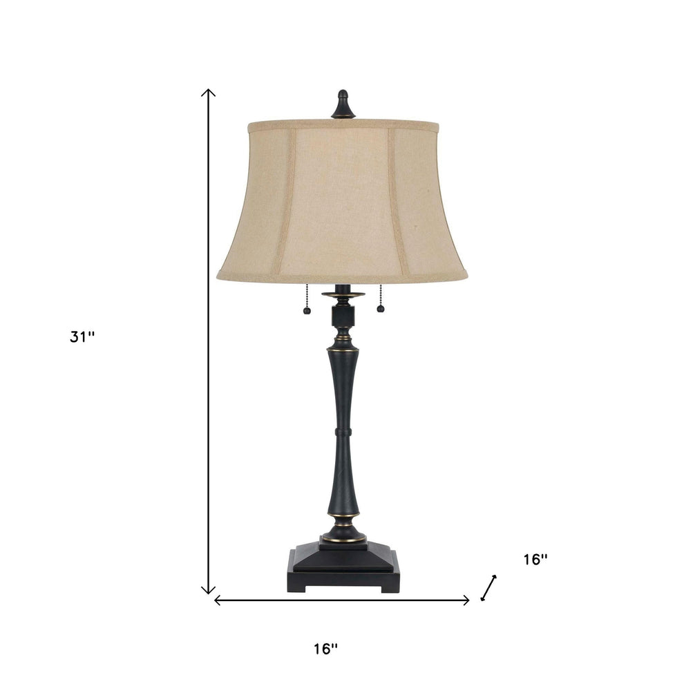 Black Metal Two Light Candlestick Table Lamp With Beige Empire Shade By Homeroots | Table Lamps | Modishstore - 3
