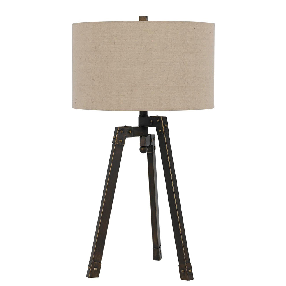 Charcoal Metal Tripod Table Lamp With Tan Drum Shade By Homeroots | Table Lamps | Modishstore - 4