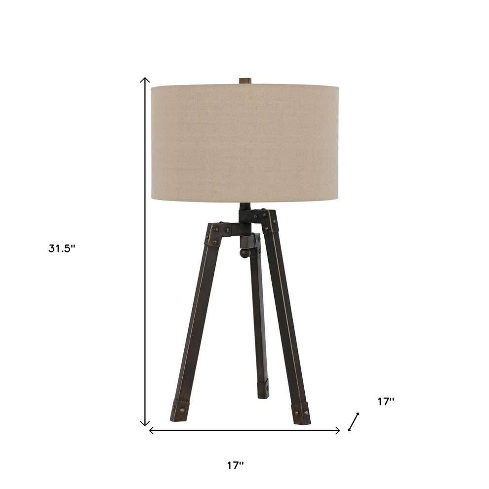 Charcoal Metal Tripod Table Lamp With Tan Drum Shade By Homeroots | Table Lamps | Modishstore - 3