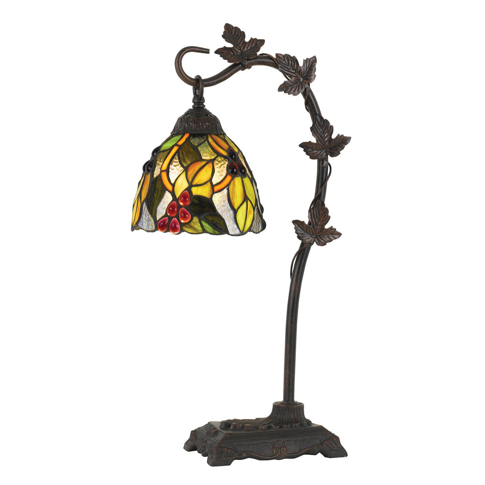 Bronze Metal Tiffany Style Table Lamp With Hanging Stained Glass Shade By Homeroots | Table Lamps | Modishstore - 4