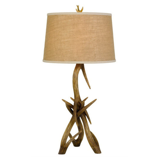 Brown Antlers Table Lamp With Brown Empire Shade By Homeroots | Table Lamps | Modishstore - 1