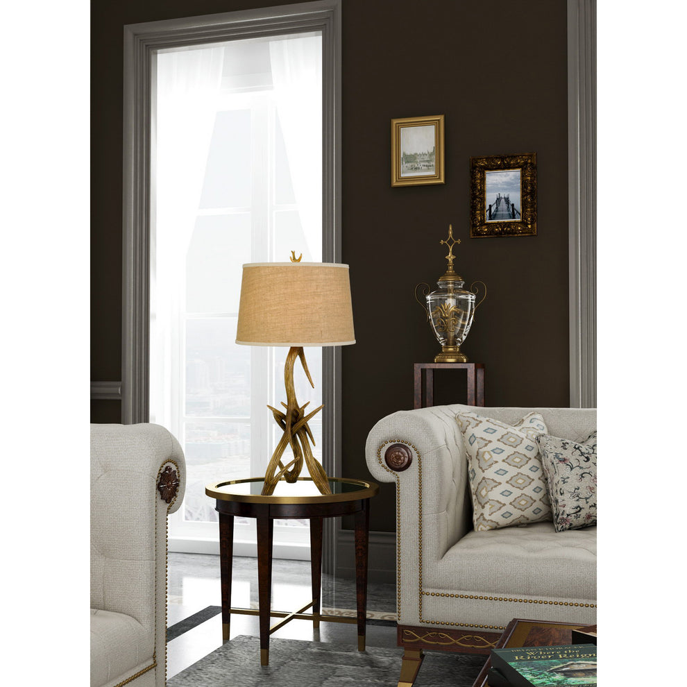 Brown Antlers Table Lamp With Brown Empire Shade By Homeroots | Table Lamps | Modishstore - 5