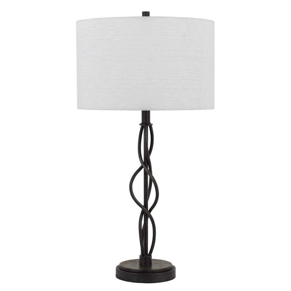 Black Metal Candlestick Table Lamp With Off White Drum Shade By Homeroots | Table Lamps | Modishstore - 4