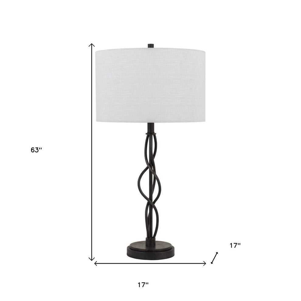 Black Metal Candlestick Table Lamp With Off White Drum Shade By Homeroots | Table Lamps | Modishstore - 3