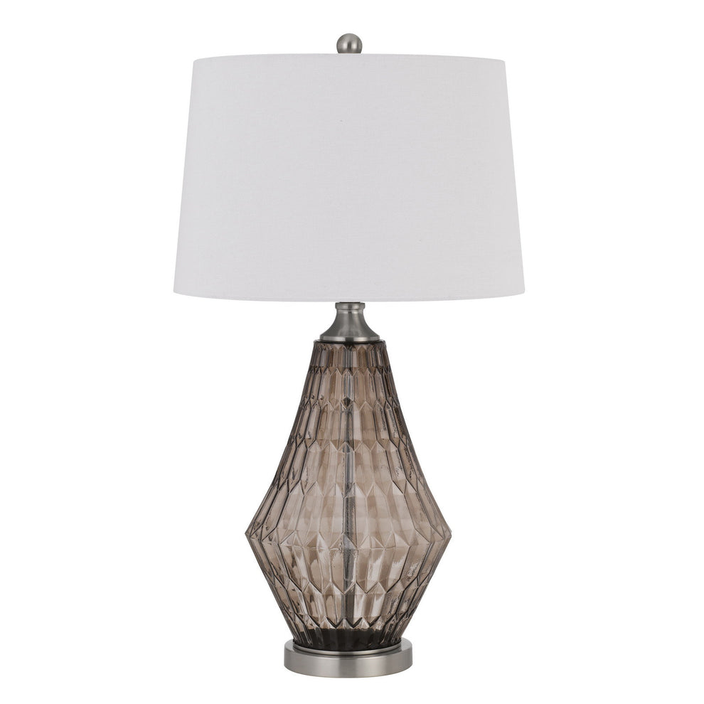 Gray Metal Geometric Table Lamp With Off White Empire Shade By Homeroots | Table Lamps | Modishstore - 4
