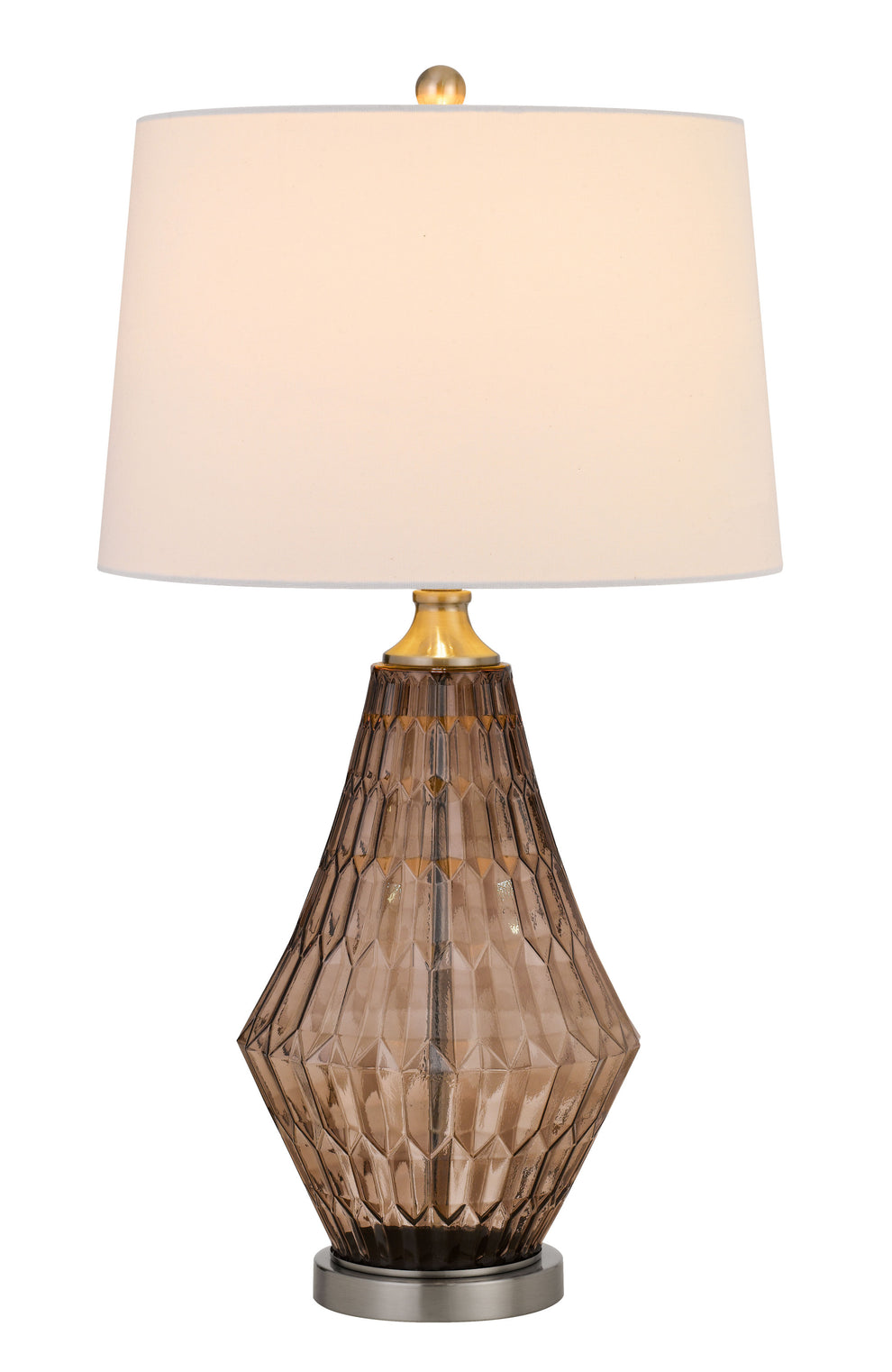 Gray Metal Geometric Table Lamp With Off White Empire Shade By Homeroots | Table Lamps | Modishstore - 5
