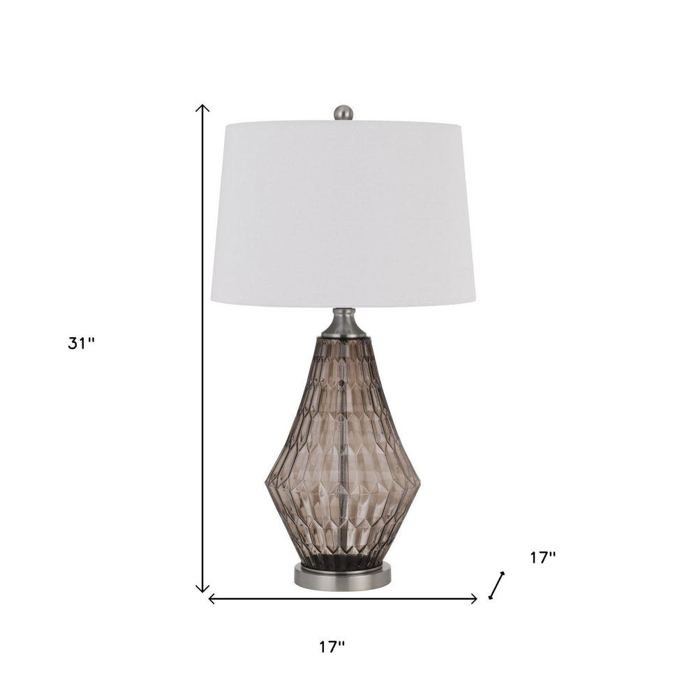 Gray Metal Geometric Table Lamp With Off White Empire Shade By Homeroots | Table Lamps | Modishstore - 3