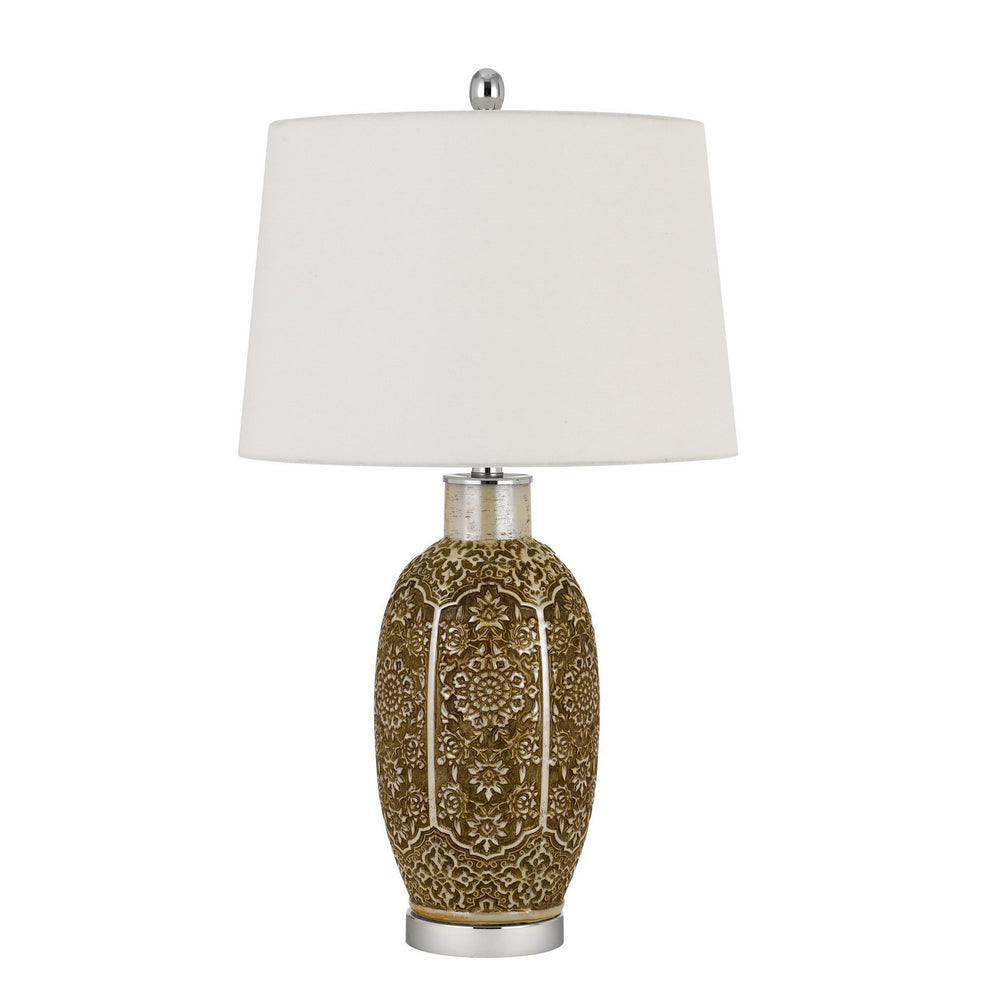 Brown Metal Table Lamp With Off White Empire Shade By Homeroots | Table Lamps | Modishstore - 4