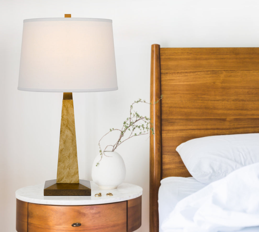 Brown Table Lamp With Off White Empire Shade By Homeroots | Table Lamps | Modishstore - 2