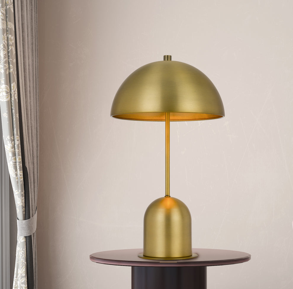 Antiqued Brass Metal Novelty Desk Lamp With Antiqued Brass Dome Shade By Homeroots | Table Lamps | Modishstore - 2