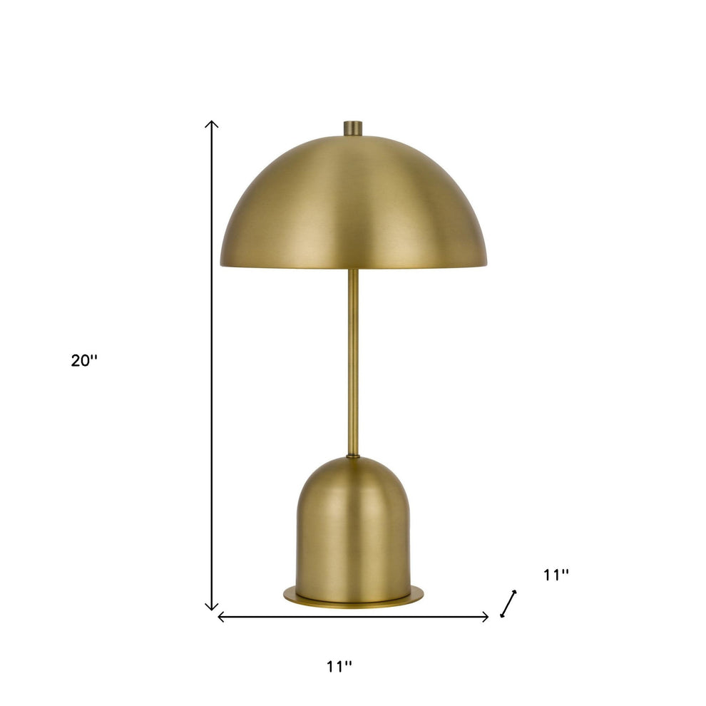 Antiqued Brass Metal Novelty Desk Lamp With Antiqued Brass Dome Shade By Homeroots | Table Lamps | Modishstore - 3