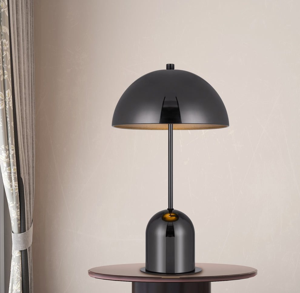 Gunmetal Dark Gray Desk Table Lamp With Half Dome Shade By Homeroots | Table Lamps | Modishstore - 2