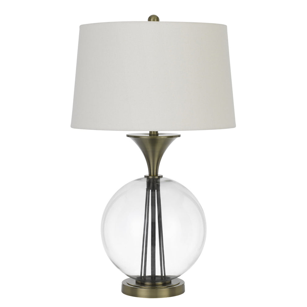 Bronze Metal Globe Table Lamp With White Empire Shade By Homeroots | Table Lamps | Modishstore - 5