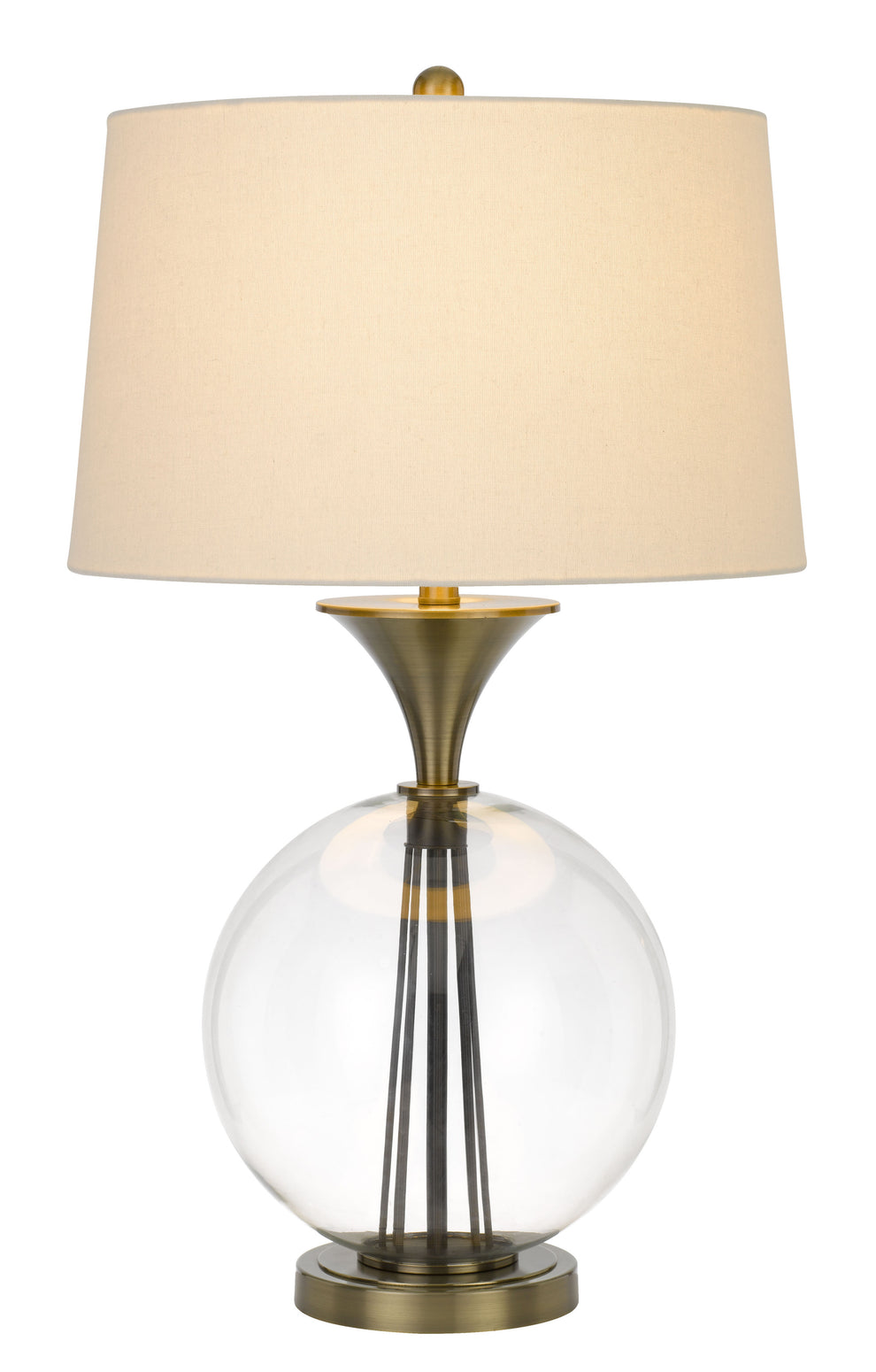 Bronze Metal Globe Table Lamp With White Empire Shade By Homeroots | Table Lamps | Modishstore - 4