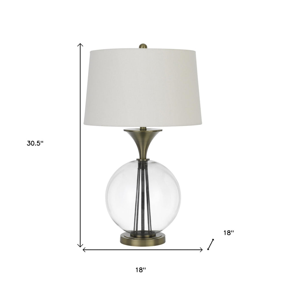 Bronze Metal Globe Table Lamp With White Empire Shade By Homeroots | Table Lamps | Modishstore - 3