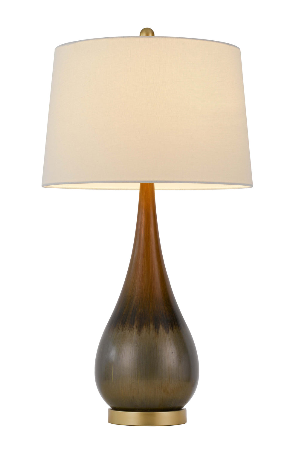Bronze Metal Round Table Lamp With White Empire Shade By Homeroots | Table Lamps | Modishstore - 5