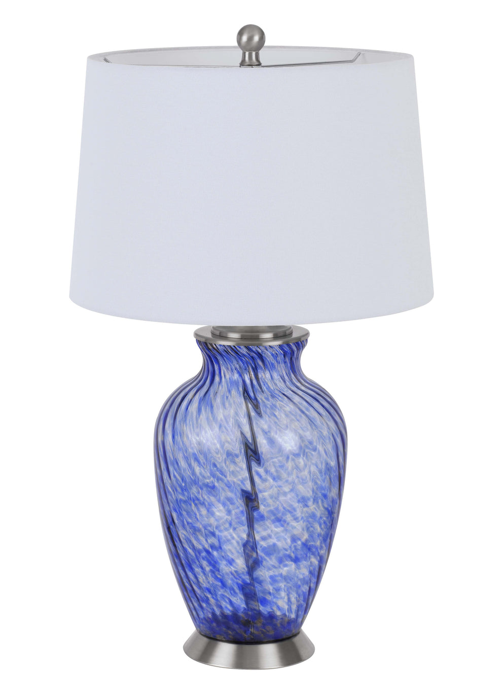 Blue Swirl Glass Table Lamp With White Empire Shade By Homeroots | Table Lamps | Modishstore - 6