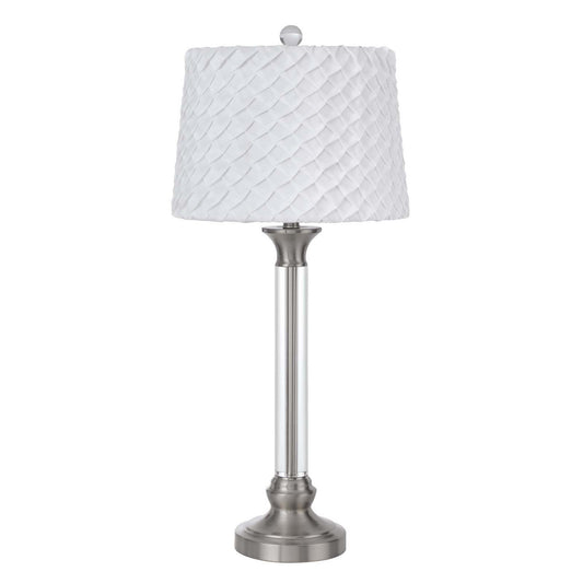 Nickel Metal Table Lamp With White Empire Shade By Homeroots | Table Lamps | Modishstore - 1