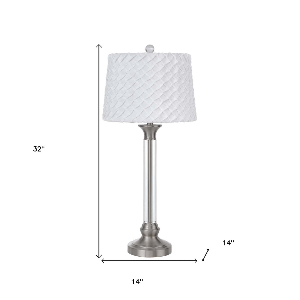 Nickel Metal Table Lamp With White Empire Shade By Homeroots | Table Lamps | Modishstore - 4