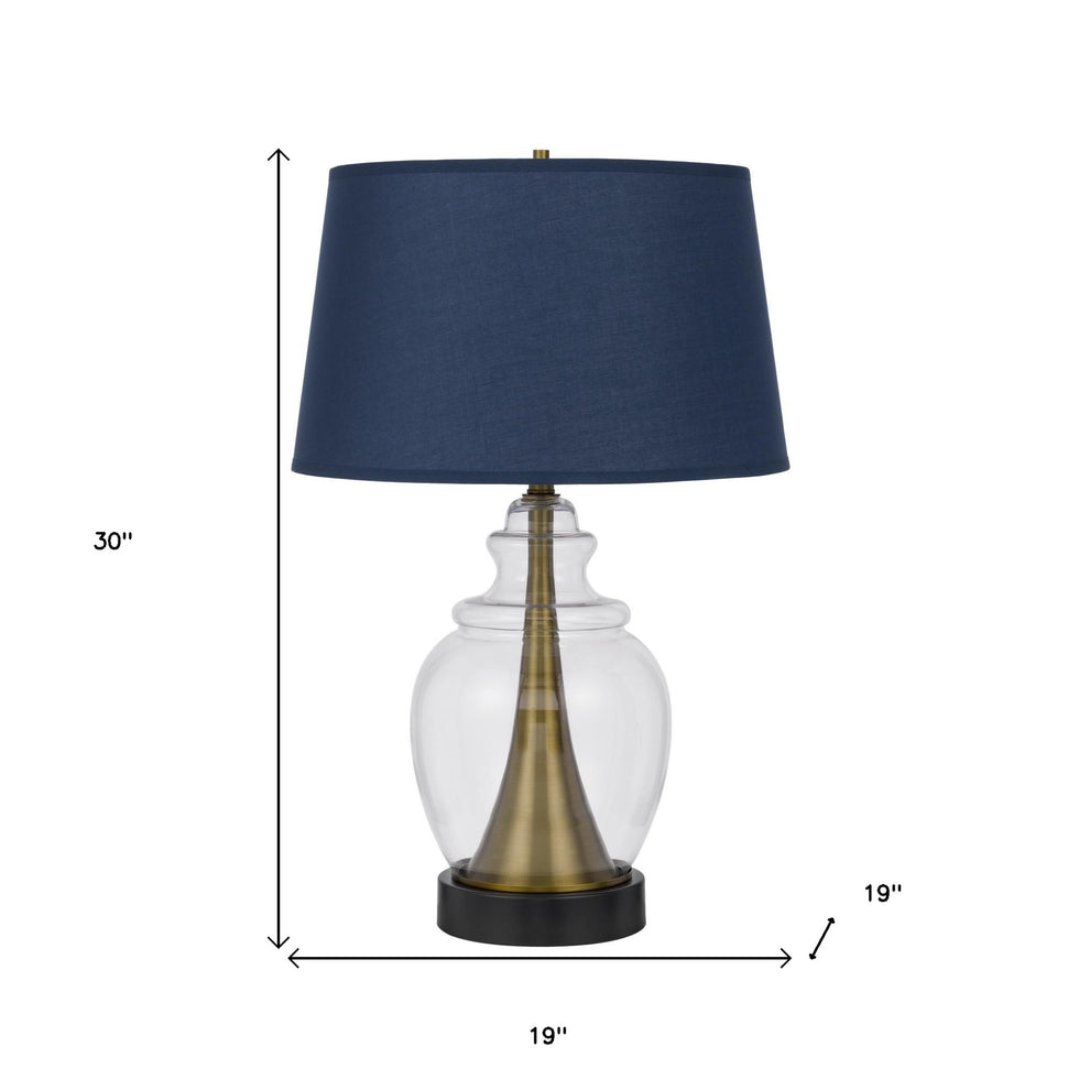 Black Metal Urn Table Lamp With Navy Blue Empire Shade By Homeroots | Table Lamps | Modishstore - 3