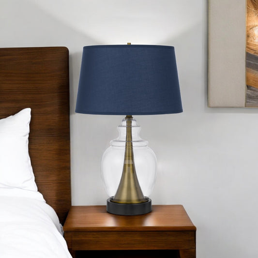 Black Metal Urn Table Lamp With Navy Blue Empire Shade By Homeroots | Table Lamps | Modishstore - 1