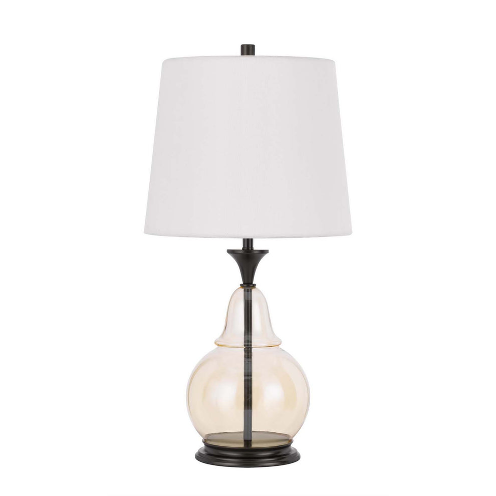 Clear Metal Table Lamp With White Empire Shade By Homeroots | Table Lamps | Modishstore - 5