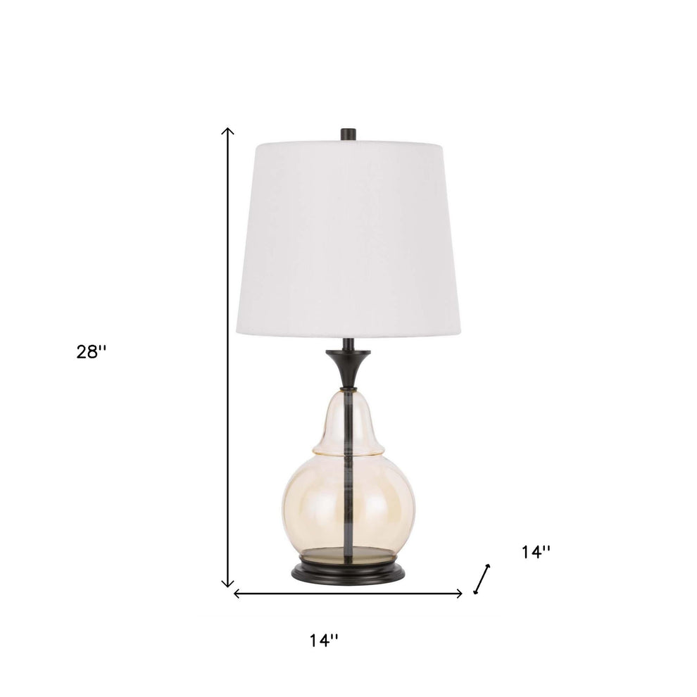 Clear Metal Table Lamp With White Empire Shade By Homeroots | Table Lamps | Modishstore - 3