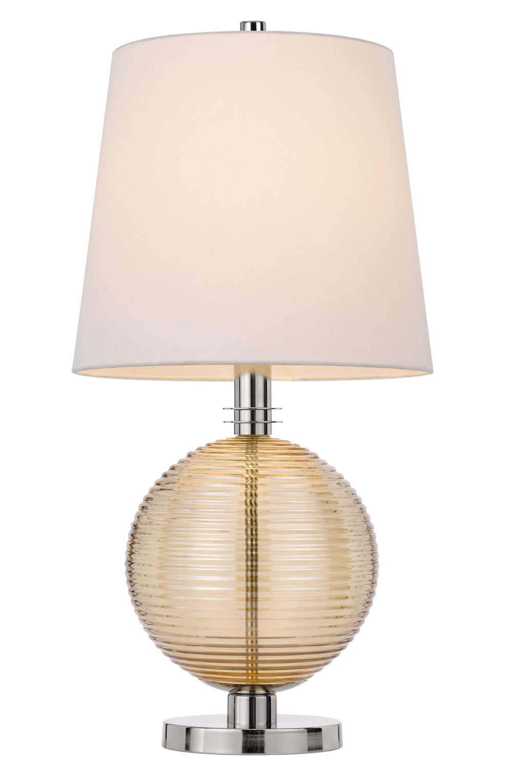 Nickel Metal Globe Table Lamp With White Empire Shade By Homeroots | Table Lamps | Modishstore - 5