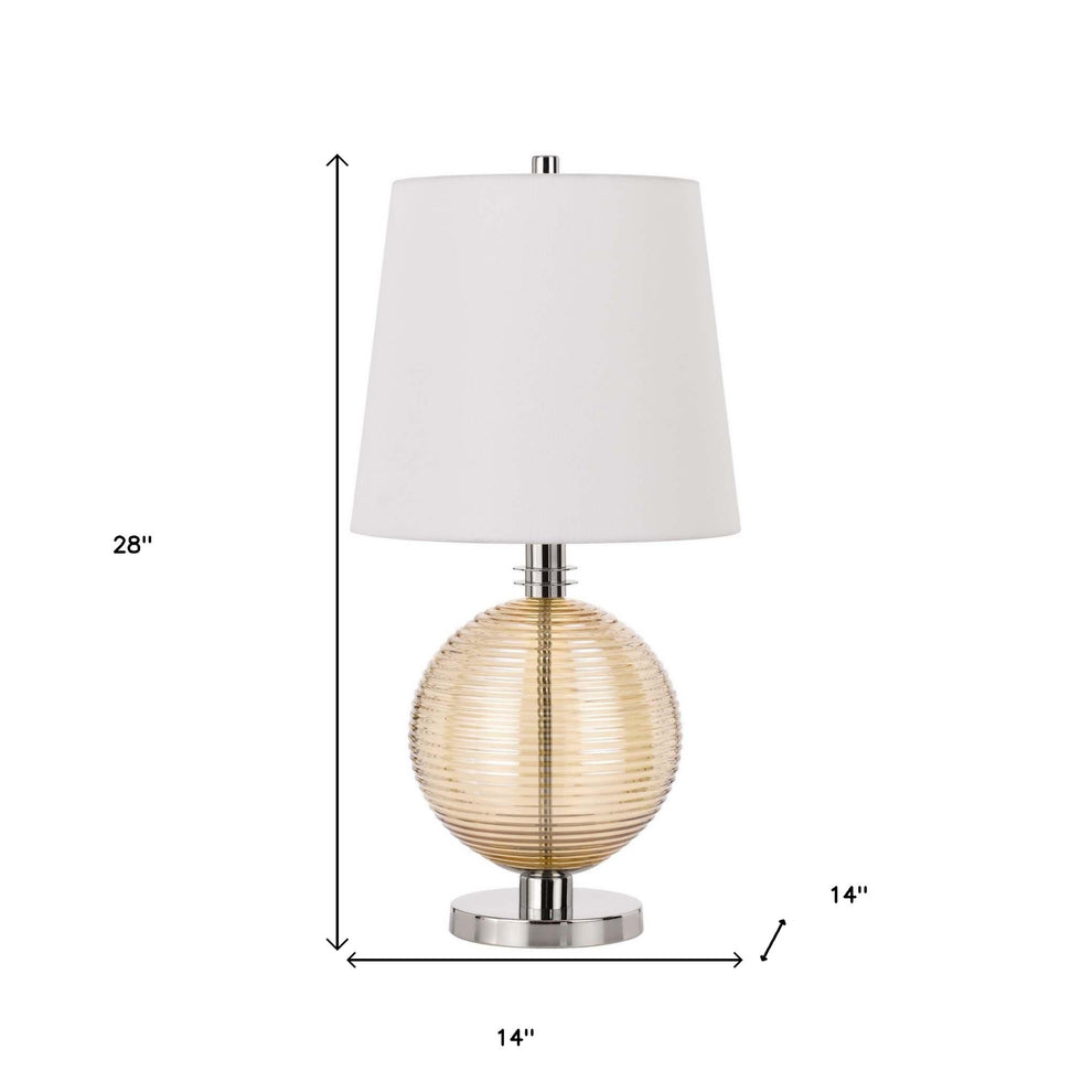 Nickel Metal Globe Table Lamp With White Empire Shade By Homeroots | Table Lamps | Modishstore - 4