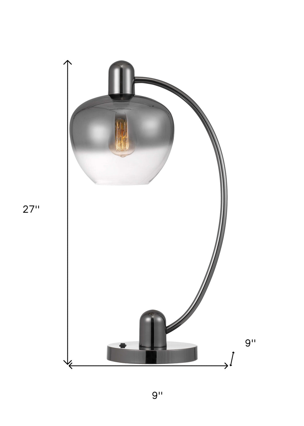 Gunmetal Metal Table Lamp With Silver Metallic Globe Shade By Homeroots | Table Lamps | Modishstore - 4
