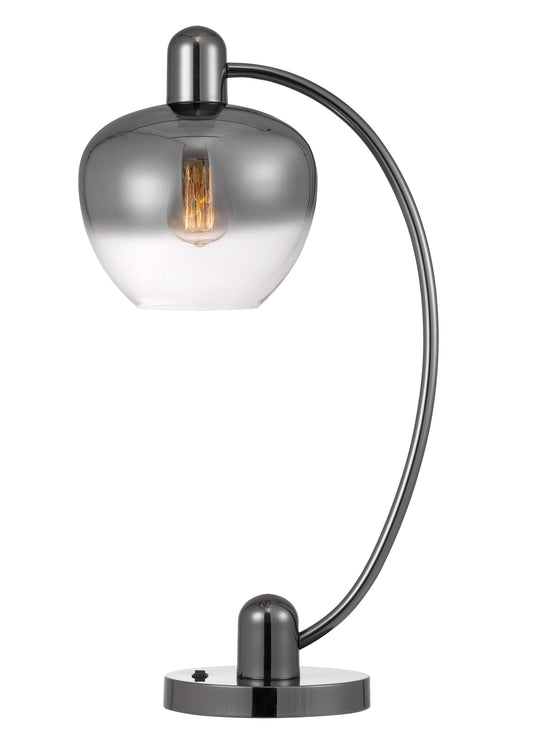 Gunmetal Metal Table Lamp With Silver Metallic Globe Shade By Homeroots | Table Lamps | Modishstore - 1