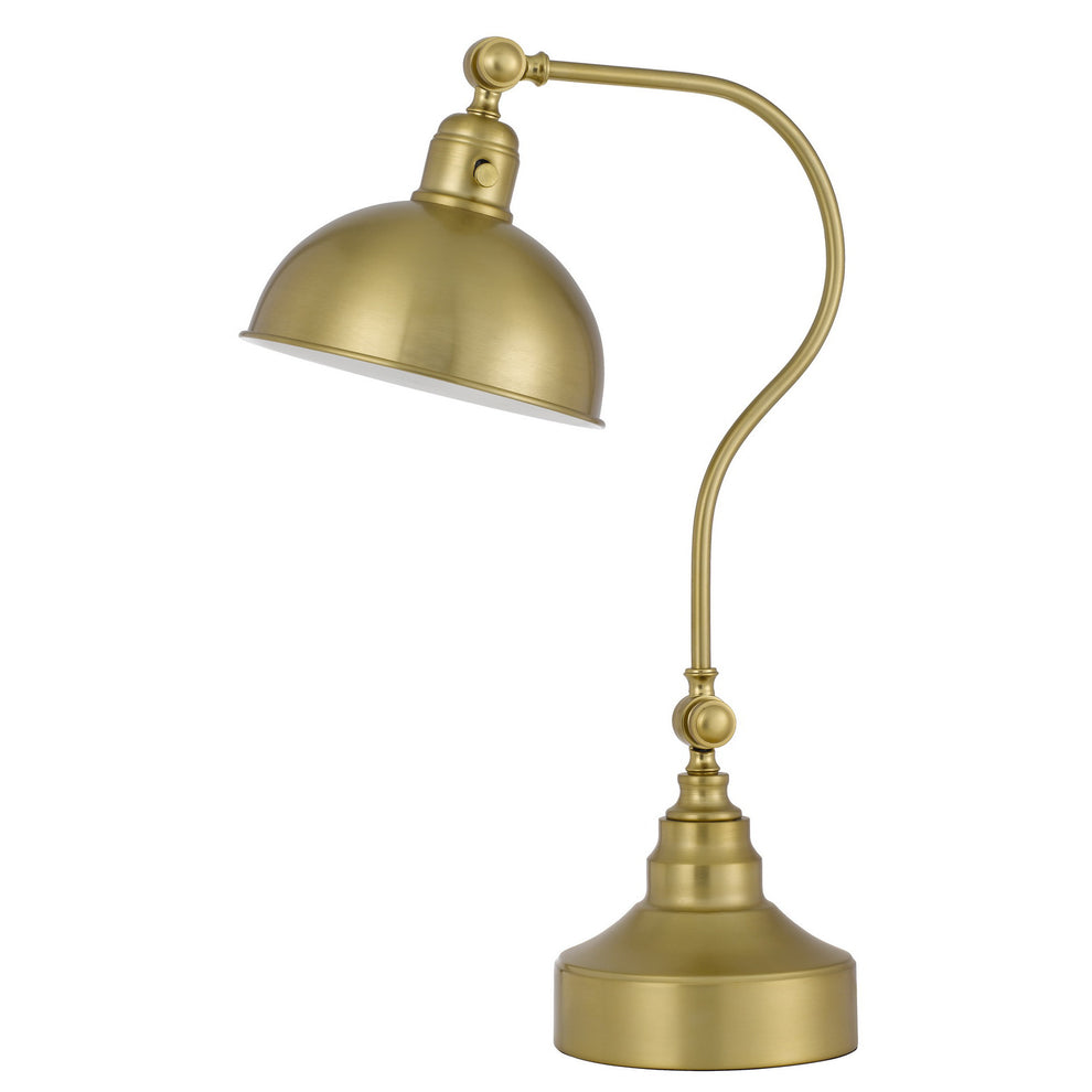 Antiqued Brass Metal Lantern Desk Lamp With Antiqued Brass Dome Shade By Homeroots | Table Lamps | Modishstore - 4