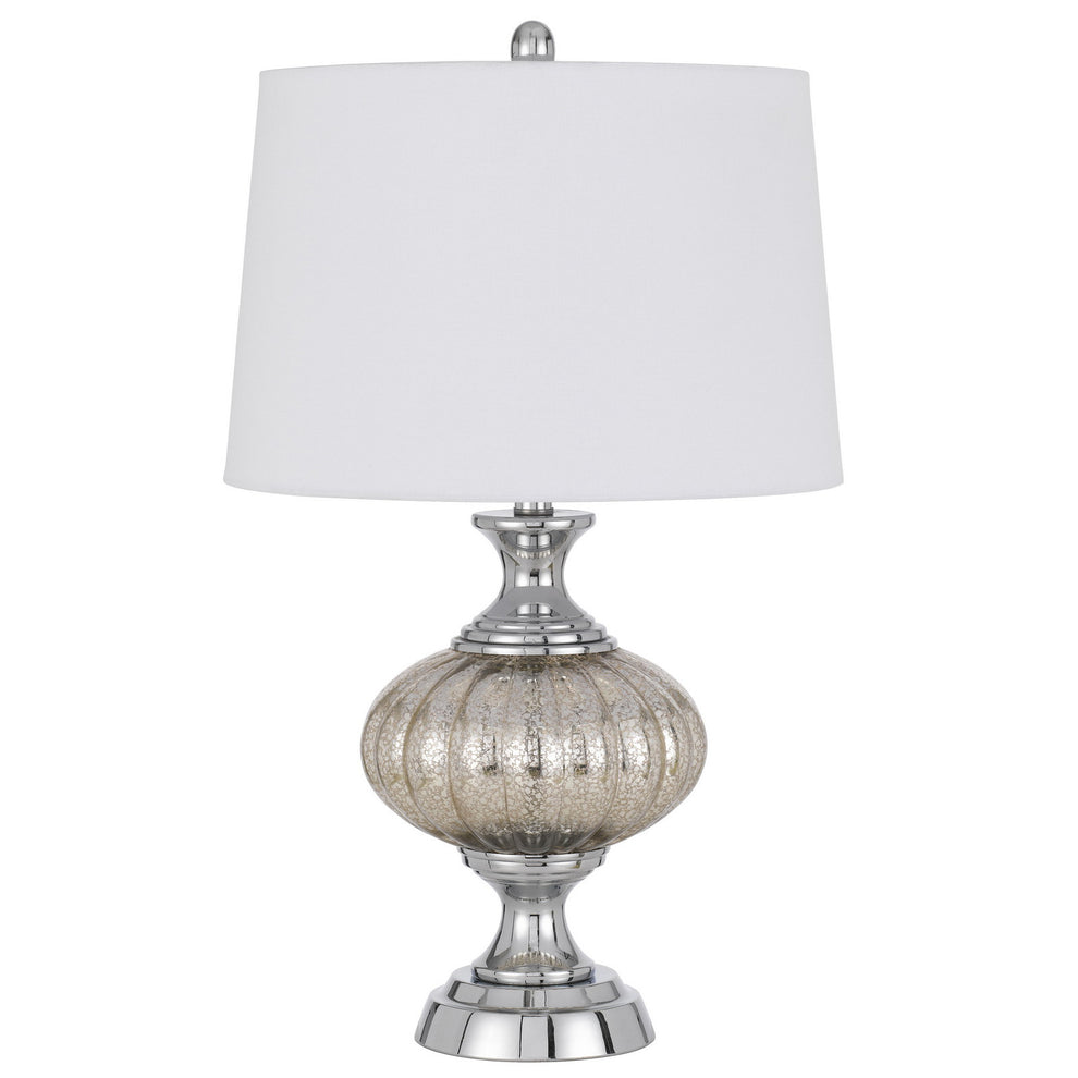 Silver Metallic Metal Table Lamp With White Empire Shade By Homeroots | Table Lamps | Modishstore - 5