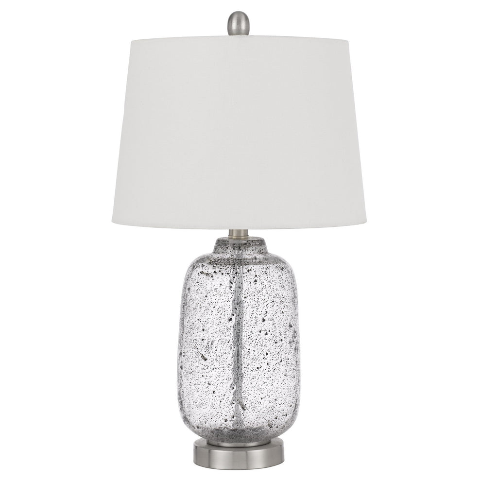 Nickel Metal Cylinder Table Lamp With White Empire Shade By Homeroots | Table Lamps | Modishstore - 3