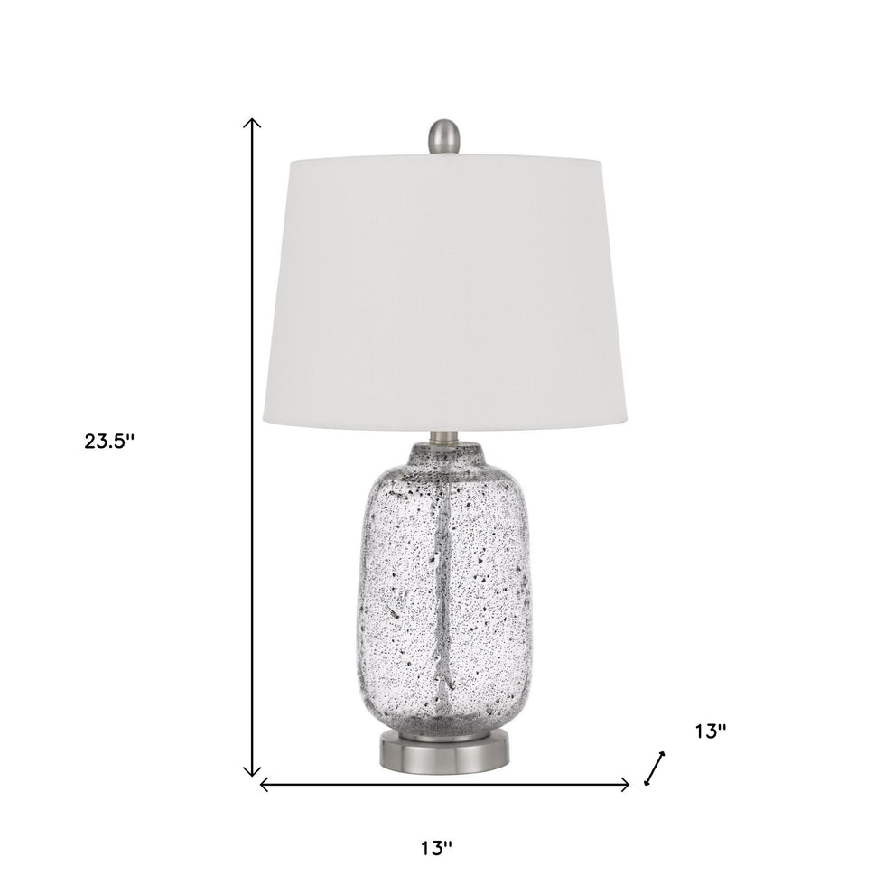 Nickel Metal Cylinder Table Lamp With White Empire Shade By Homeroots | Table Lamps | Modishstore - 2