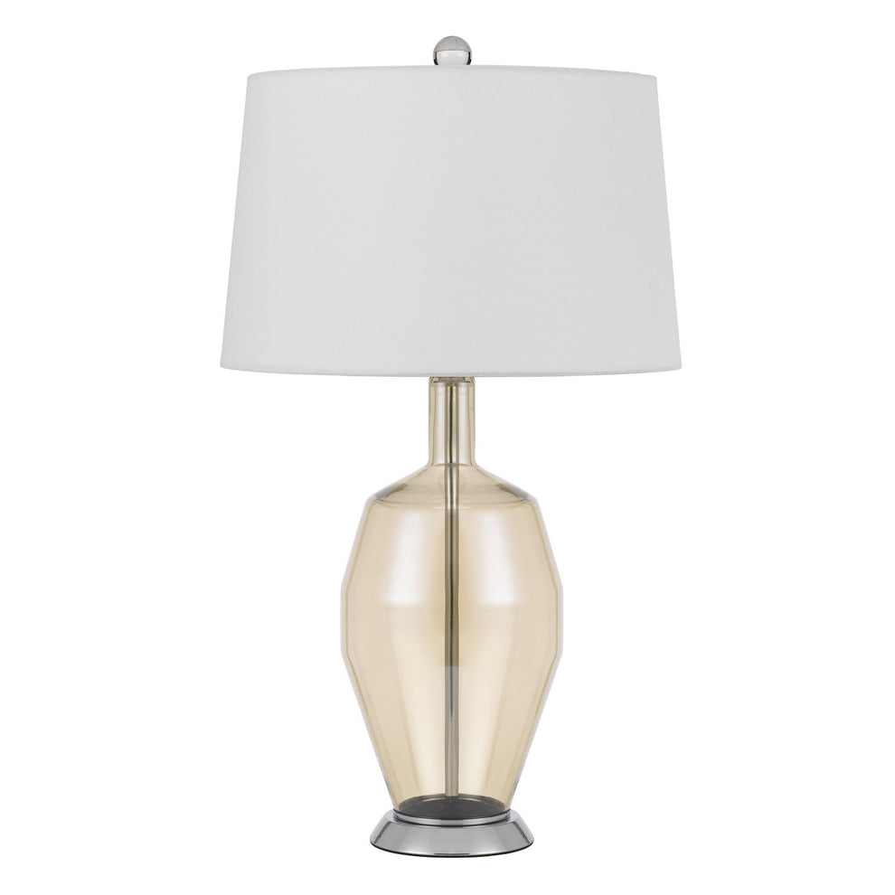 Nickel Metal Round Table Lamp With White Drum Shade By Homeroots | Table Lamps | Modishstore - 5